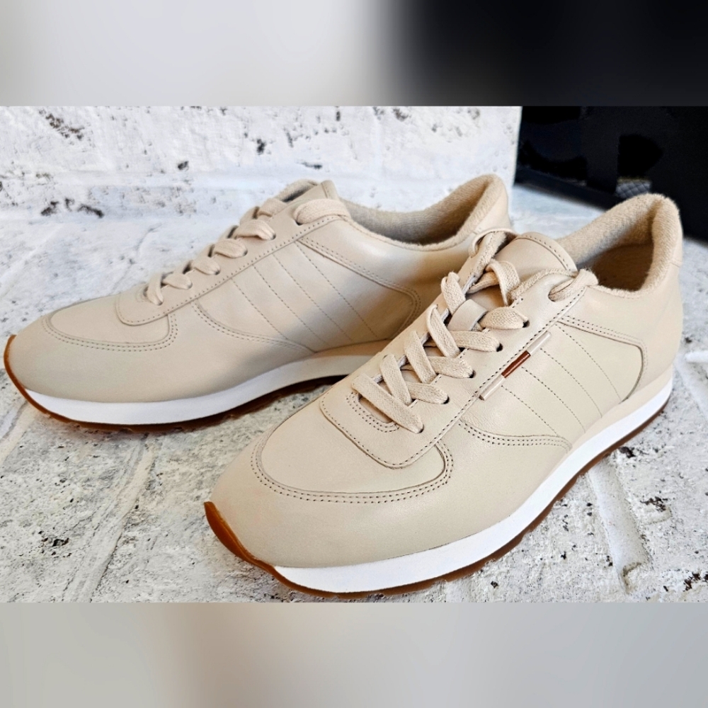 Vince Pasha Cream Leather Sneakers Size 6